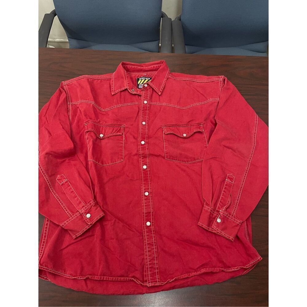 Big Rock Canyon Rugged Wear Long Sleeve Snap Up Shirt Size X-Large